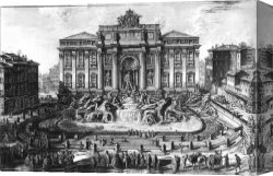 Battista Canvas Paintings - The Trevi Fountain in Rome by Giovanni Battista Piranesi