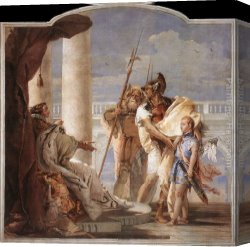 Battista Canvas Paintings - Aeneas Introducing Cupid Dressed as Ascanius to Dido by Giovanni Battista Tiepolo
