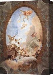Nobility Canvas Paintings - Allegory of Merit Accompanied by Nobility and Virtue by Giovanni Battista Tiepolo