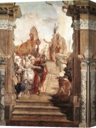 Battista Canvas Paintings - The Meeting of Anthony and Cleopatra by Giovanni Battista Tiepolo