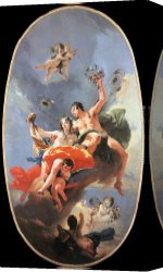 Battista Canvas Paintings - The Triumph of Zephyr and Flora by Giovanni Battista Tiepolo