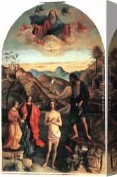 Baptism of Christ Canvas Paintings - Baptism of Christ by Giovanni Bellini