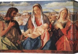Baptist Canvas Paintings - Madonna and Child with St. John the Baptist and a Saint by Giovanni Bellini