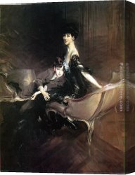 The Ugly Duchess Canvas Paintings - Consuelo, Duchess of Marlborough, with Her Son Ivor Spencer-Churchill by Giovanni Boldini