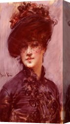 Femme Nue Couchee Canvas Paintings - La Femme Au Chapeau Noir by Giovanni Boldini