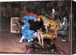 Model Canvas Paintings - The Model and the Mannequin by Giovanni Boldini