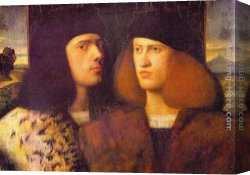 Portrait of a Young Benedictine Canvas Paintings - Portrait of Two Young Men by Giovanni Cariani