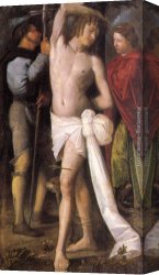 St Sebastian Tended by St Irene Canvas Paintings - St Sebastian between St Roch and St Margaret by Giovanni Cariani