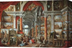 Picture of The Last Supper II Canvas Paintings - Picture Gallery with Views of Modern Rome by Giovanni Paolo Pannini