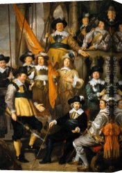 Aelbert Canvas Paintings - The Company of Cpt. Aelbert Bas and Lt. Lucas Conijn by Govert Teunisz Flinck
