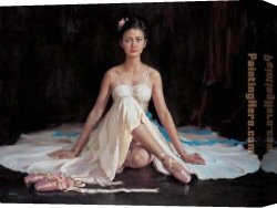 Zeju Canvas Paintings - white gauze skirt by Guan zeju