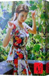 A Young Girl And Her Dog Canvas Paintings - young girl by Guan zeju