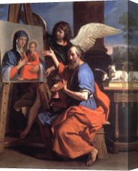 Virgin of The Rocks Canvas Paintings - St Luke Displaying a Painting of the Virgin by Guercino