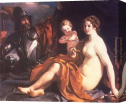 Venus Verticordia Canvas Paintings - Venus, Mars and Cupid by Guercino