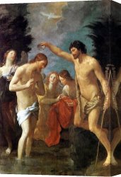Baptism of Christ Canvas Paintings - Baptism of Christ by Guido Reni