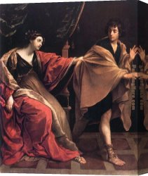 Wife Canvas Paintings - Joseph and Potiphars' Wife by Guido Reni