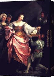 Head Canvas Paintings - Salome with the head of St John the Baptist by Guido Reni