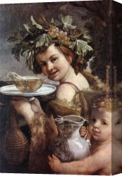 Boy Lighting a Pipe Canvas Paintings - The Boy Bacchus by Guido Reni