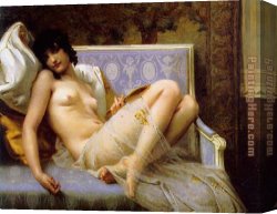 Femme Nue Couchee Canvas Paintings - Jeune femme denudee sur canape by Guillaume Seignac
