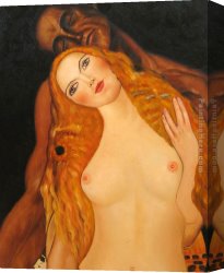 Nicolas-sebastien Adam Canvas Paintings - Adam and Eve by Gustav Klimt