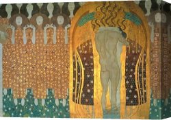Klimt Canvas Paintings - Beethoven Frieze by Gustav Klimt