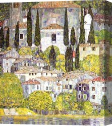 Garda, Canvas Paintings - Chiesa a Cassone Sul Garda by Gustav Klimt