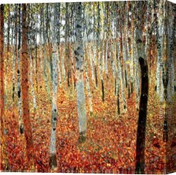 Flowering Apple Tree Branch Canvas Paintings - Forest of Beech Trees by Gustav Klimt
