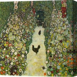 Secret Garden I Canvas Paintings - Garden Path with Chickens by Gustav Klimt