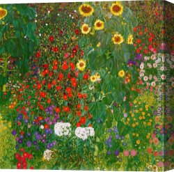 Golding Constable's Flower Garden Canvas Paintings - Garden with Sunflowers 1905-6 by Gustav Klimt