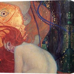 Goldfish Canvas Paintings - Goldfish (detail) by Gustav Klimt
