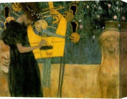 Music of The Soul II Canvas Paintings - Music I 1895 by Gustav Klimt