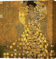 Self Portrait in Green Bugatti Canvas Paintings - Portrait of Adele Bloch (gold foil) by Gustav Klimt