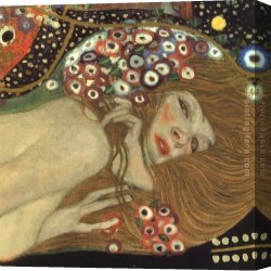 A Tiger And a Serpent Canvas Paintings - Sea Serpents III (detail) by Gustav Klimt