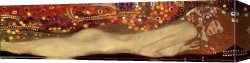 A Tiger And a Serpent Canvas Paintings - Sea Serpents III by Gustav Klimt