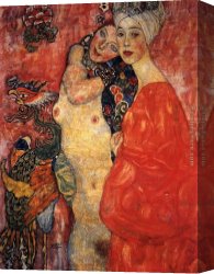 Woman Canvas Paintings - Women Friends by Gustav Klimt