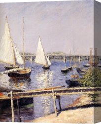 Sailing Canvas Paintings - Sailing Boats at Argenteuil by Gustave Caillebotte