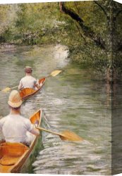 Canoe Canvas Paintings - The Canoes by Gustave Caillebotte