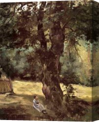 Seated Canvas Paintings - Woman Seated Under a Tree by Gustave Caillebotte