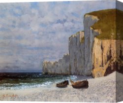 Cliff Canvas Paintings - A Bay with Cliffs by Gustave Courbet