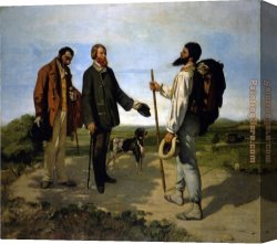 Gustave Courbet Canvas Paintings - Bonjour_ Monsieur Courbet by Gustave Courbet