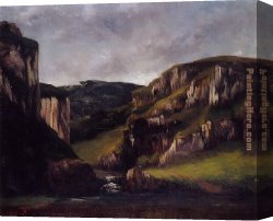 Cliff Canvas Paintings - Cliffs near Ornans by Gustave Courbet