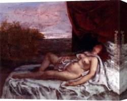 Gustave Courbet Canvas Paintings - Femme Nue Endormie by Gustave Courbet