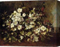 Gustave Courbet Canvas Paintings - Flowering Apple Tree Branch by Gustave Courbet
