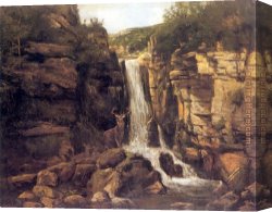 Gustave Courbet Canvas Paintings - Landscape with Stag by Gustave Courbet