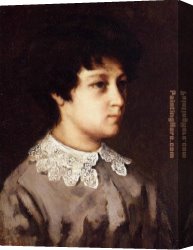 Portrait of a Girl Wearing a Pearl Necklace Canvas Paintings - Portrait of a Young Girl from Salins by Gustave Courbet