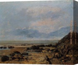 Rocky Canvas Paintings - Rocky Seashore by Gustave Courbet