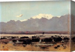 Seascape Canvas Paintings - Seascape Near Trouville by Gustave Courbet