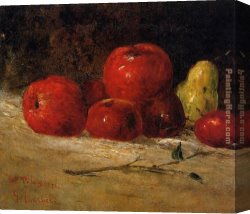 Pear Canvas Paintings - Still Life with Pears and Apples 2 by Gustave Courbet