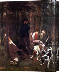 Gustave Courbet Canvas Paintings - The booty hunting with dogs by Gustave Courbet