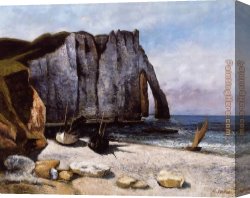 Cliff Canvas Paintings - The Cliff at Etretat by Gustave Courbet